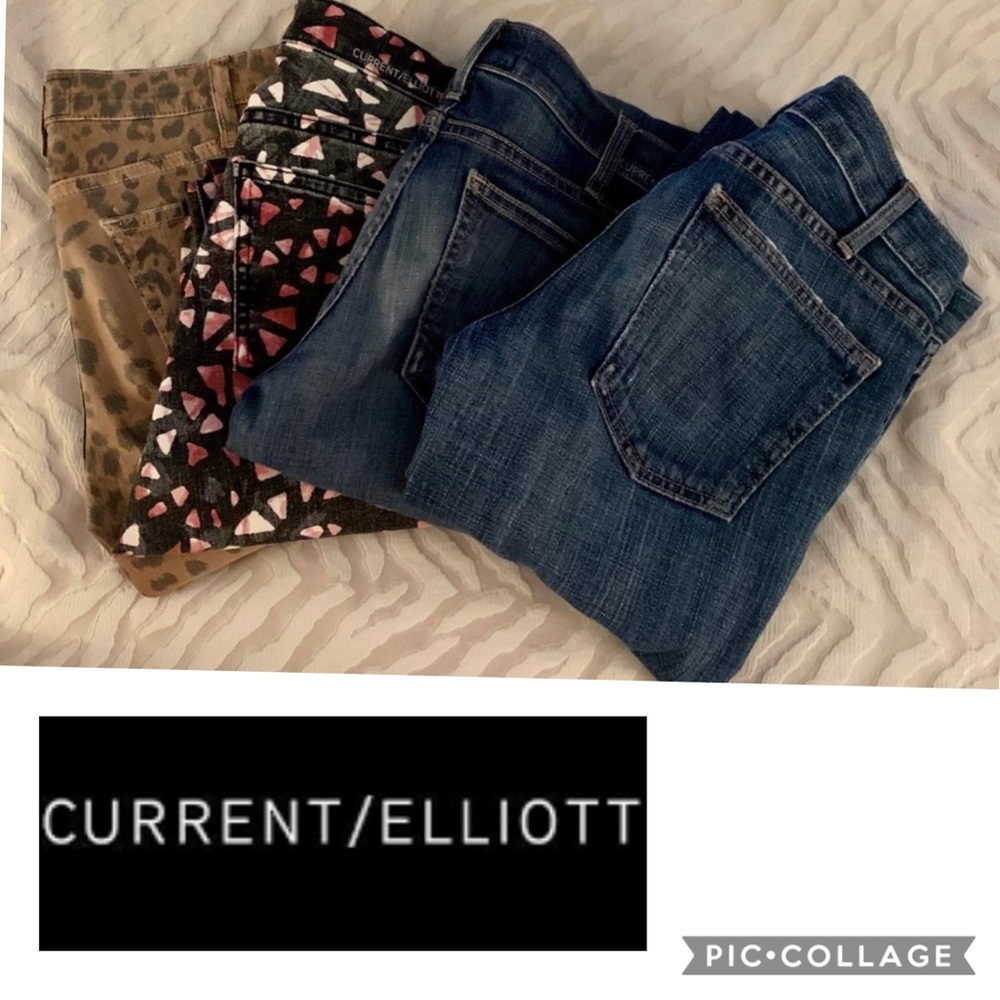 Current Elliot Denim 4 Pairs Printed & Blue Jeans